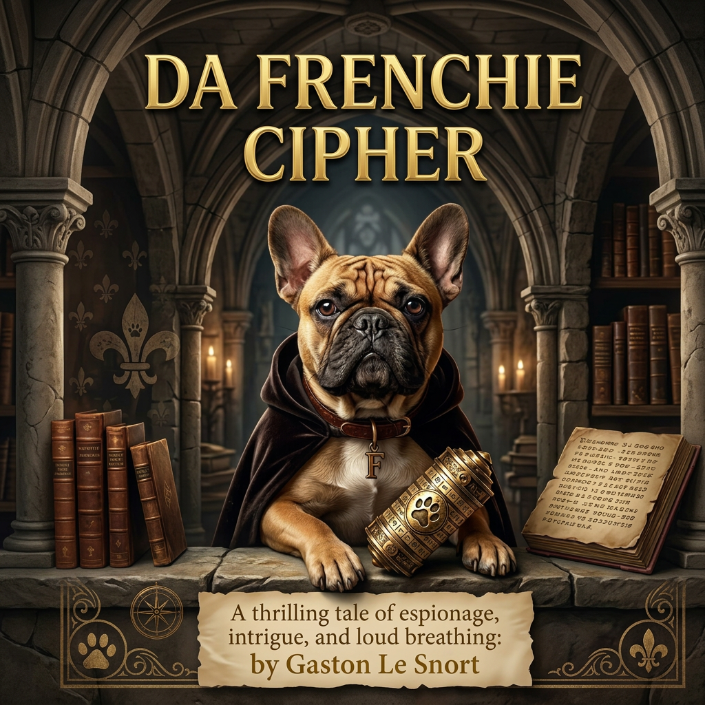 Lesnort - "Da Frenchie Cipher" Funny Book Cover Tshirt