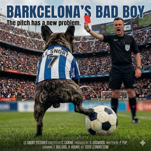 Lesnort - "Barkcelona's Bad Boy" Red Card Parody Frenchie Tee