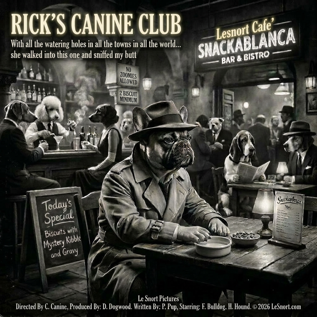 "Rick's Canine Club" Funny Film Noir Dog Graphic Tshirt