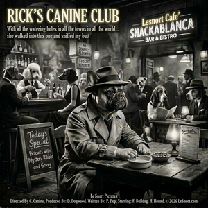 "Rick's Canine Club" Funny Film Noir Dog Graphic Tshirt