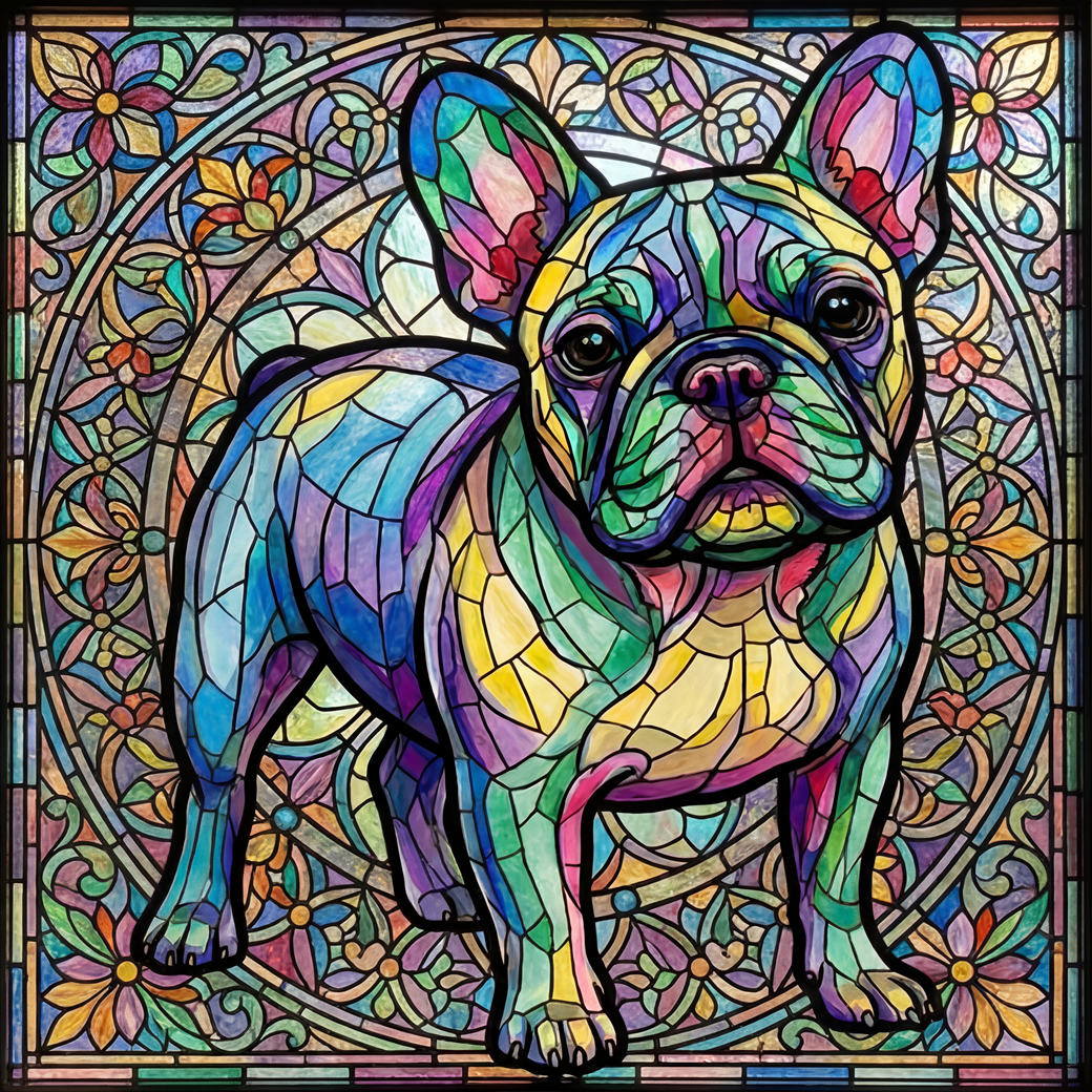 Lesnort - Majestic Stained Glass French Bulldog Graphic Tee - Background 3